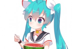 miku吃瓜图,萌神化身瓜界达人，萌态百出引网友热议