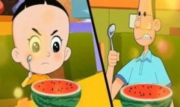 父亲带儿子吃瓜,温馨瞬间记录父子共享美食时光